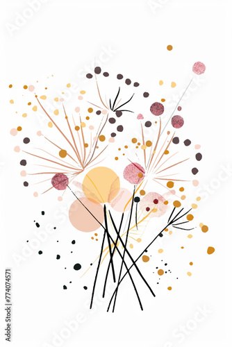 Vector hand drawn watercolor abstract flowers