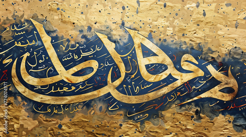 Arabic calligraphy: A stylized script used to write texts in the Arabic language photo