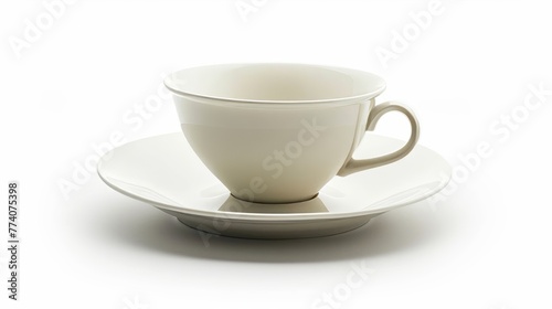A white background is paired with a coffee cup and saucer.