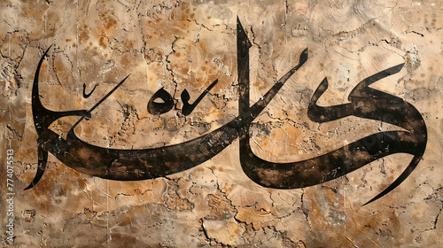 Arabic calligraphy: A stylized script used to write texts in the Arabic language photo
