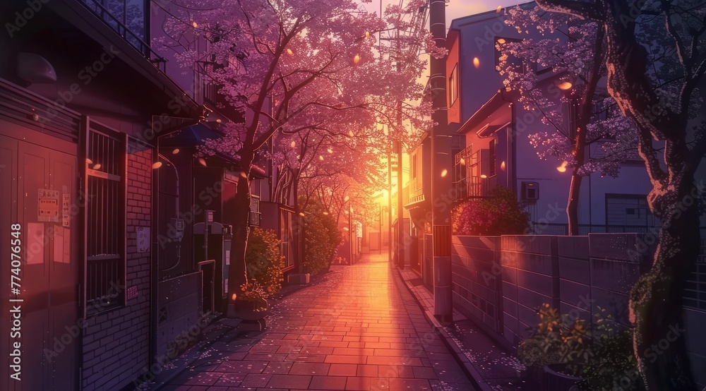 Lo-Fi Aesthetic Tokyo Japan Alley at sunset