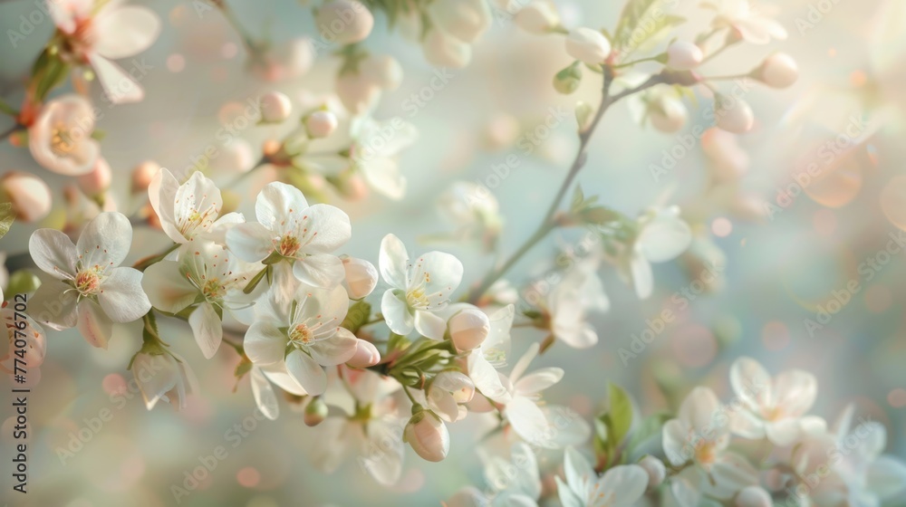 Use a soft, dreamlike style with blurred edges to create a more ethereal representation of spring