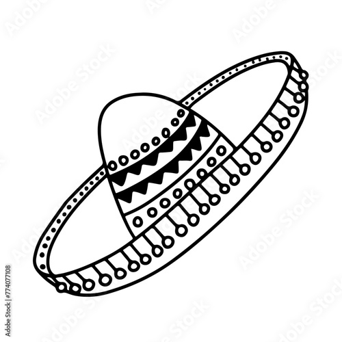 Hand drawn Mexican sombrero vector doodle illustration