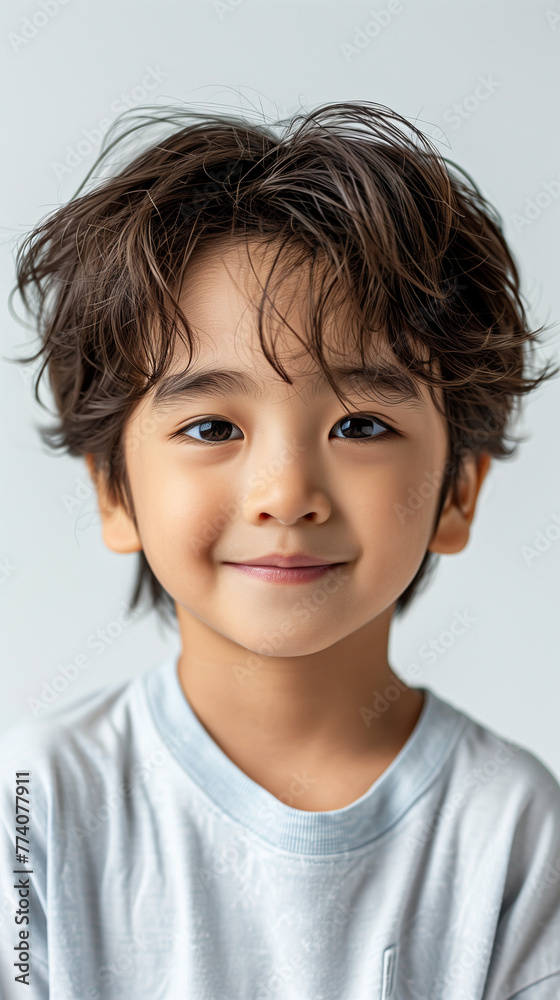 Innocence in Focus - A child with a sweet smile, his hair tousled just so, holds the innocence and curiosity of youth in his eyes Innocence in Focus - A child with a sweet smile, his hair tousled just so, holds the innocence and curiosity of youth in his eyes