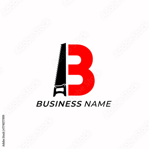 design logo combine handsaw and letter B