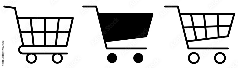Shopping cart icon set, Full and empty shopping cart symbol, shop and sale, vector illustration Shopping cart icon set, Full and empty shopping cart symbol, shop and sale, vector illustration