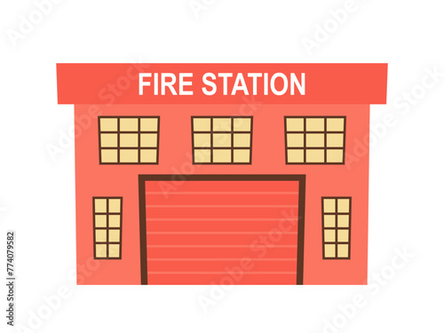 Flat style fire station building vector icon