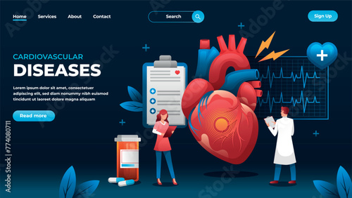 Gradient cardiovascular disease landing page template