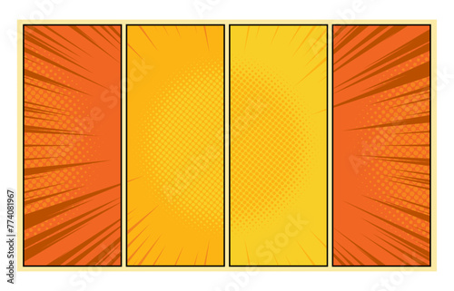 Colorful comic panel background with halftone effect