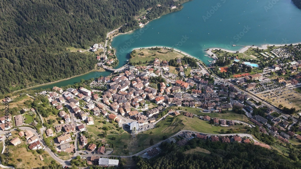 Views of the Lake of Molveno, in the Trentino region Italy.