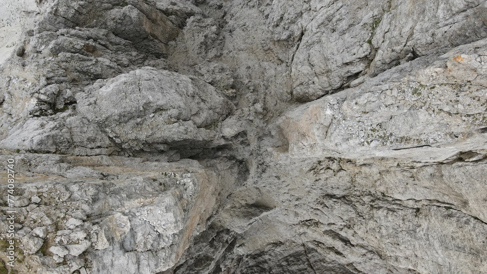Aerial view of natural rocky scenery near the Dolomites Mountains in Italy Aerial view of natural rocky scenery near the Dolomites Mountains in Italy