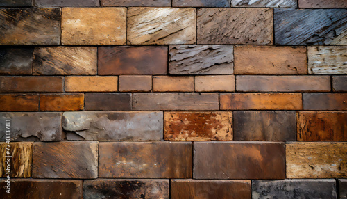 Stone brick wall texture background for interior exterior decoration and industrial construction concept design.