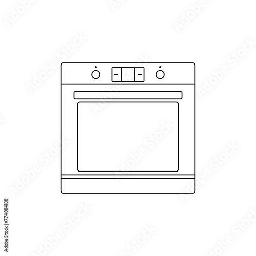 Oven linear vector icon. Microwave logo icon. Kitchen oven vector symbol. Electric oven vector icon. Homemade baking vector concept.