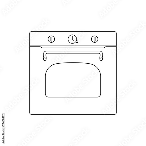 Oven linear vector icon. Microwave logo icon. Kitchen oven vector symbol. Electric oven vector icon. Homemade baking vector concept.