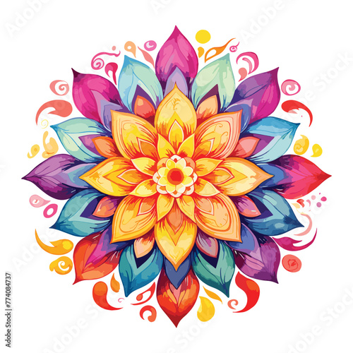 Watercolor mandala floral design vector