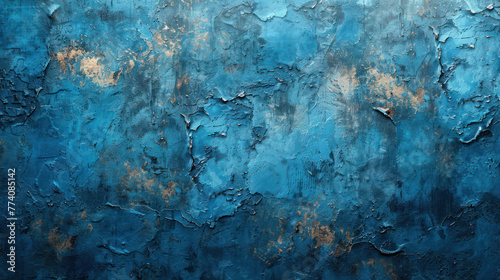 Blue and Brown Paint Splatters on Wall