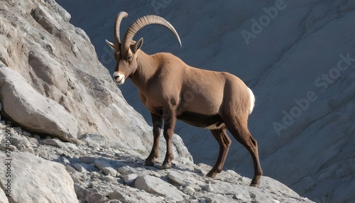 An Ibex With Its Hooves Gripping The Rocky Terrain  3