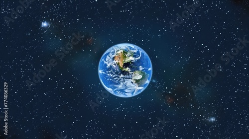 View of planet Earth at night from space. Earth Hour Banner © Alesia