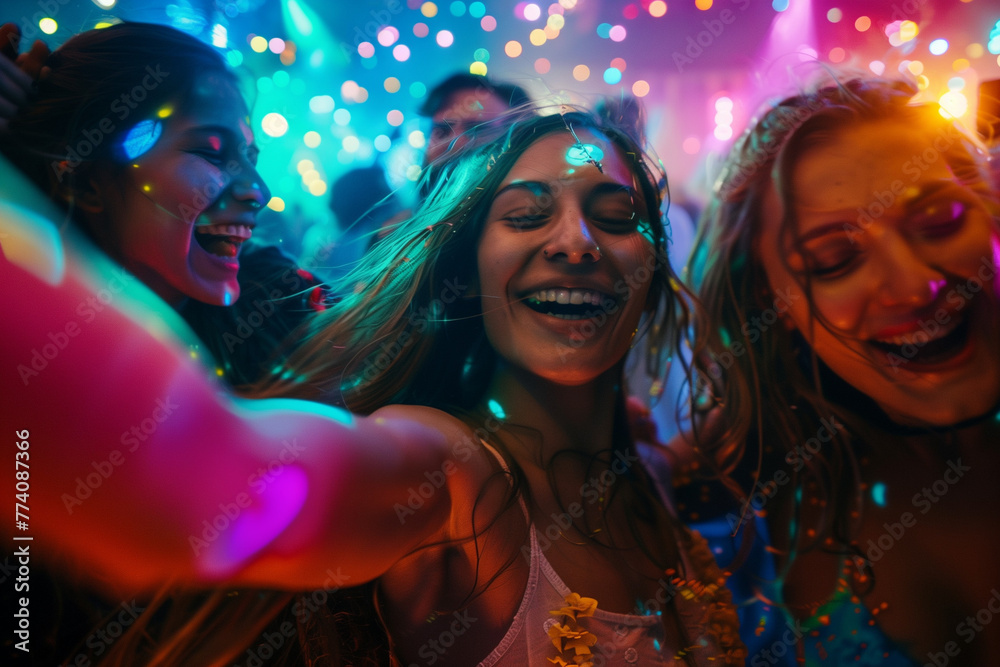 Friends at an electronic music festival Friends at an electronic music festival