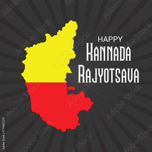 Vector illustration of a Background for Karnataka Formation Day, Kannada Rajyotsava in india photo