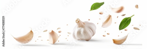Garlic on white background