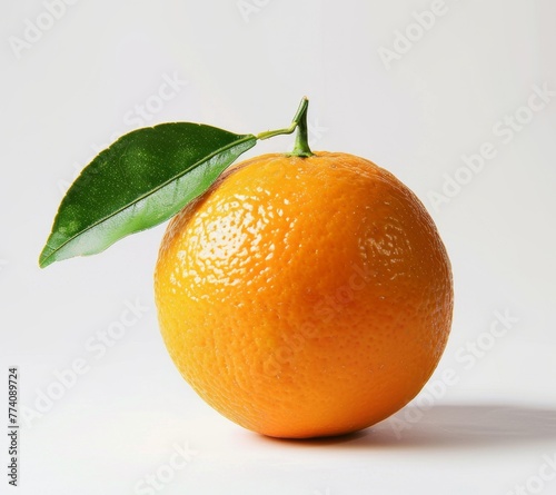 KS Isolated orange with leaf on white background no shado