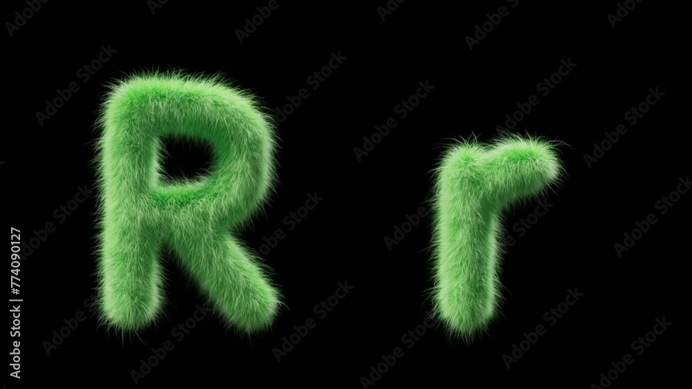 3D animation of a uppercase and lowercase grassy letter R. Sign in the style of field grass. The file contains an Alpha Channel. ProRes4 RGBA 3D animation of a uppercase and lowercase grassy letter R. Sign in the style of field grass. The file contains an Alpha Channel. ProRes4 RGBA