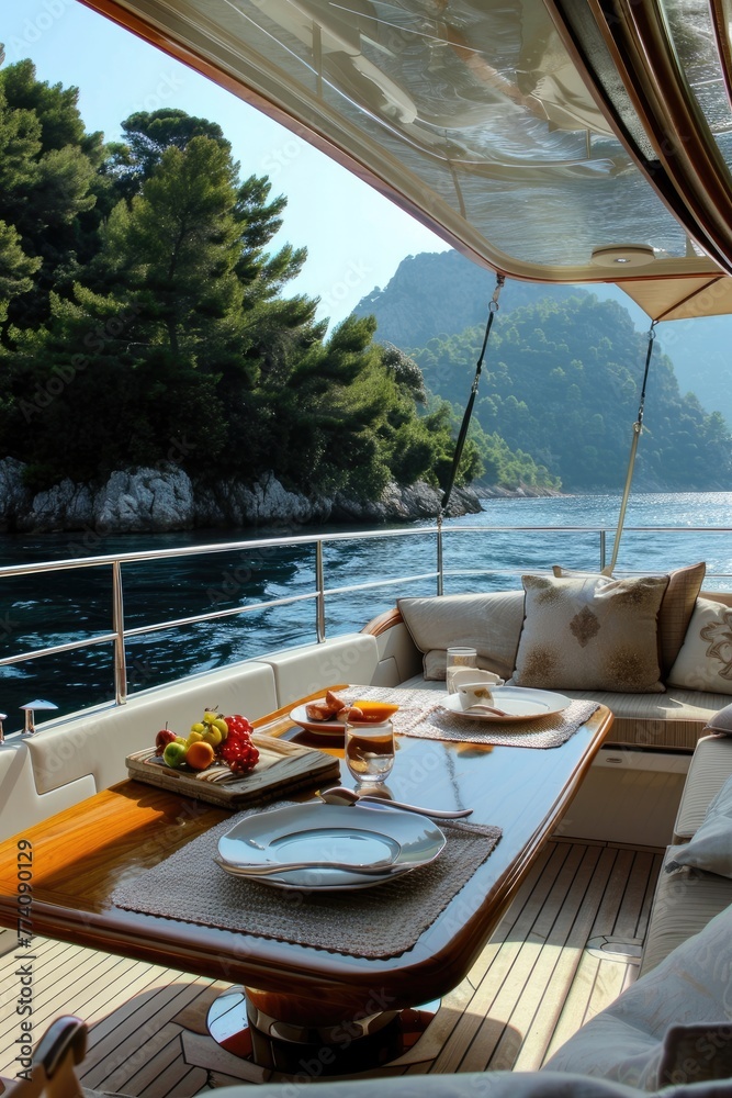 Enjoying a beautiful day on a luxury yacht