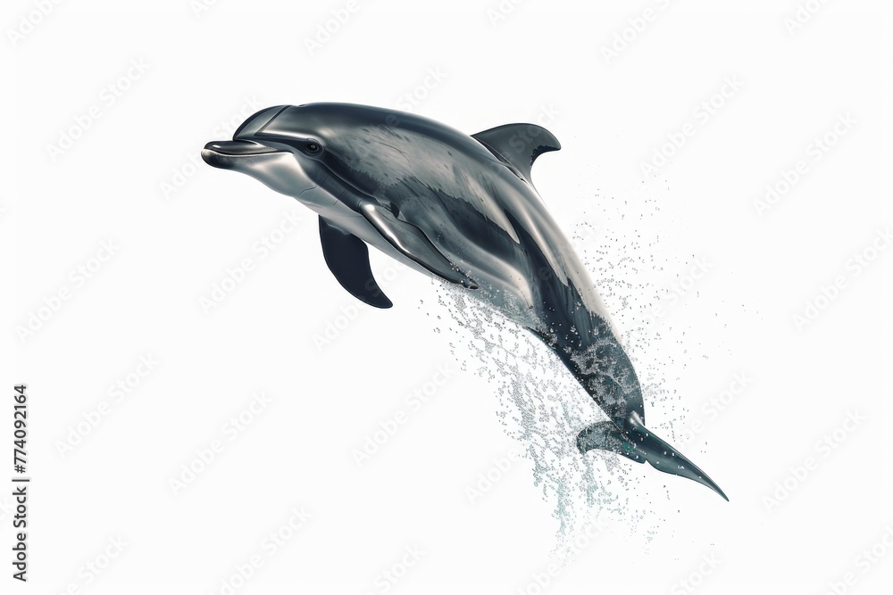 KS Dolphin jumping out of the water against a white backg . KS Dolphin jumping out of the water against a white backg .