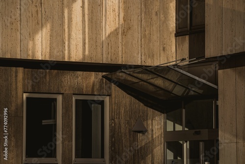 Modern wooden buidling  under the sunlight photo