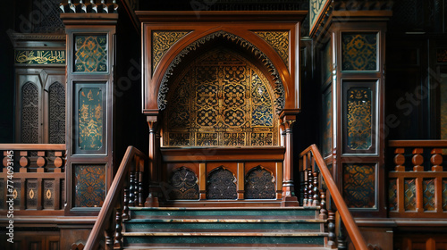 Minbar: A pulpit from which the Friday prayer is delivered photo