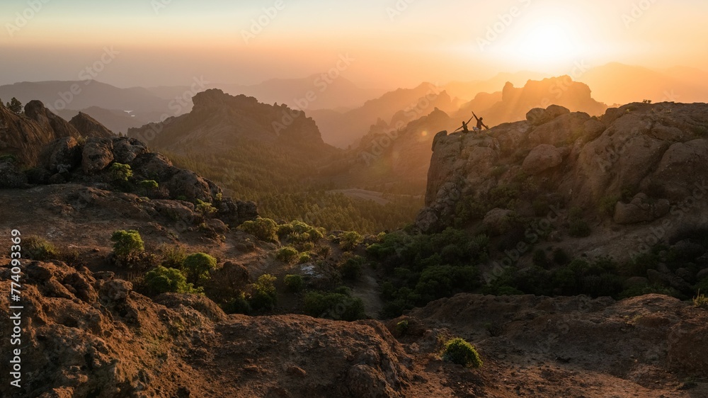 Sunset in Roque Nublo, Canary islands, Spain