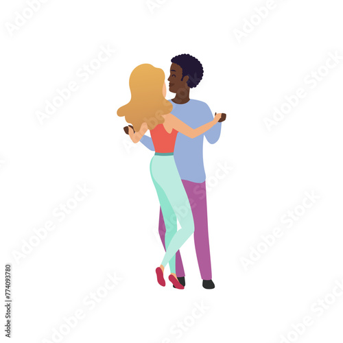 Stylized dancing couple performance. Dance party, dancing group, active lifestyle flat vector illustration © lembergvector
