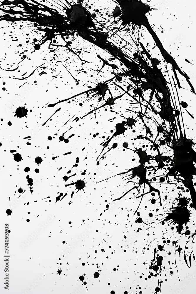 Black ink splashes on a white paper Black ink splashes on a white paper