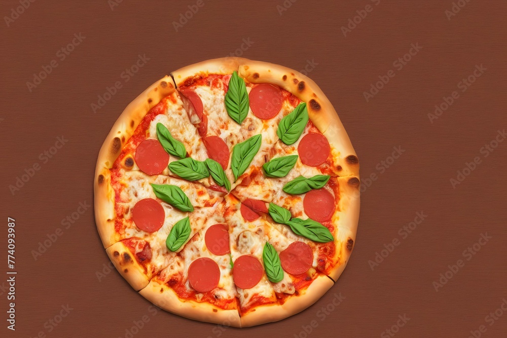 3d rendering illustration of a pizza with cheese and meat 3d rendering illustration of a pizza with cheese and meat