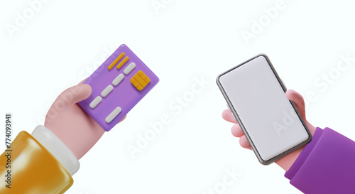 Advertisement of phone application for payment. Internet banking services