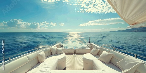 Enjoying a beautiful day on a luxury yacht photo