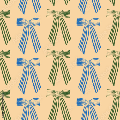 ribbons, bow, coquette, girly seamless pattern background, print, pattern, greeting card, banners, web, wrapping paper, fashion, fabric, textile, wallpaper, cover