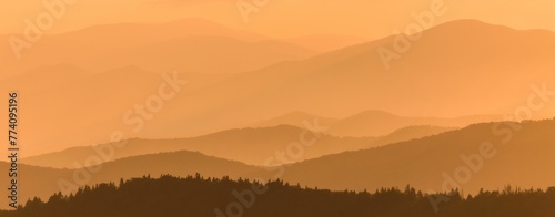 Panoramic view of the Sunset at Great Smoky Mountains National Park