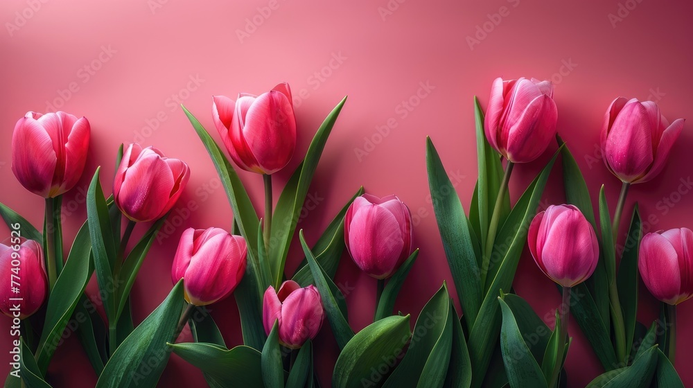 Vibrant Pink Tulips Symbolizing Love for Mother's Day Celebration.