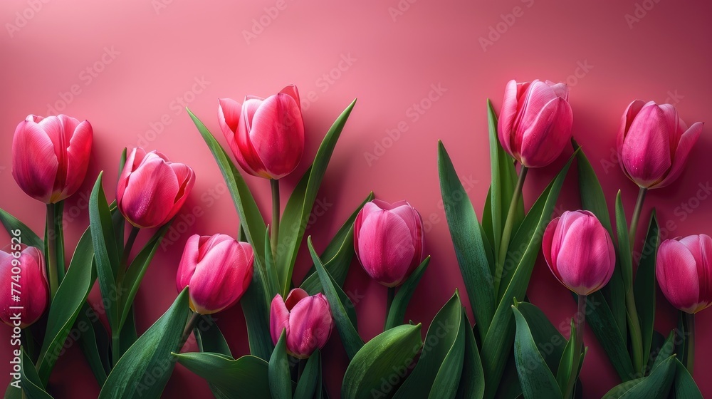 Vibrant Pink Tulips Symbolizing Love for Mother's Day Celebration. Vibrant Pink Tulips Symbolizing Love for Mother's Day Celebration.