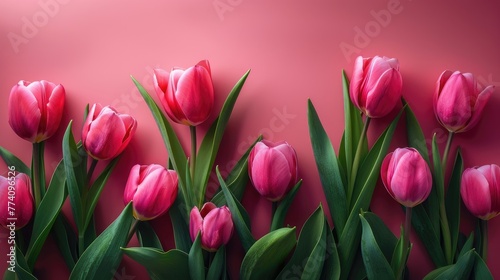 Vibrant Pink Tulips Symbolizing Love for Mother's Day Celebration. © _veiksme_