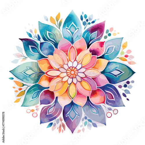 Watercolor mandala floral design vector