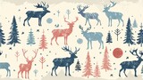 Nordic folklore animals in a muted color palette, perfect for commercial use.
