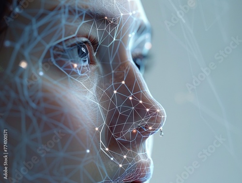 User authentication via facial recognition, 3D scan of face © pprothien