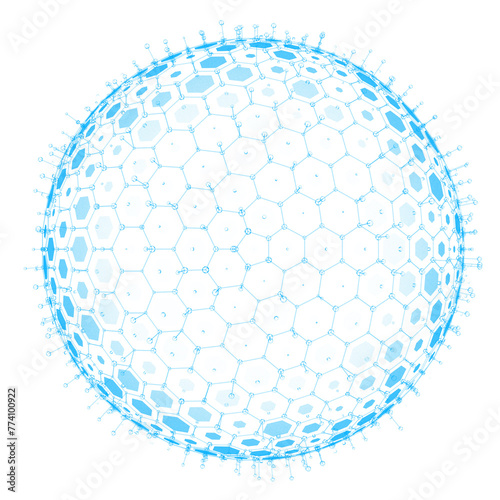 Holographic Defense: 3D sci-fi shield features a holographic sphere with hexagonal patterns. Striking visual for sports ads, cinematic effects, or video games.