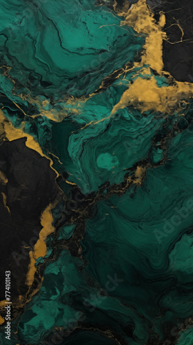 Gold, black, and green marble background
