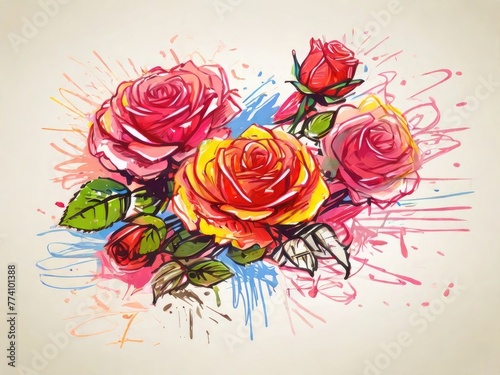 colorfull crayon drawing of rose