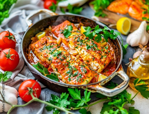 Fish Fillets in Tomato Herb Sauce
