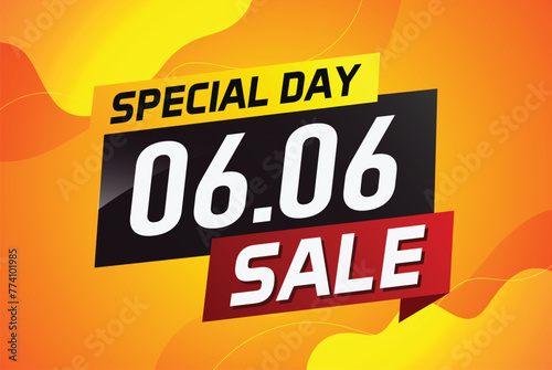 6.6 Special day sale word concept vector illustration with ribbon and 3d style for use landing page, template, ui, web, mobile app, poster, banner, flyer, background, gift card, coupon

